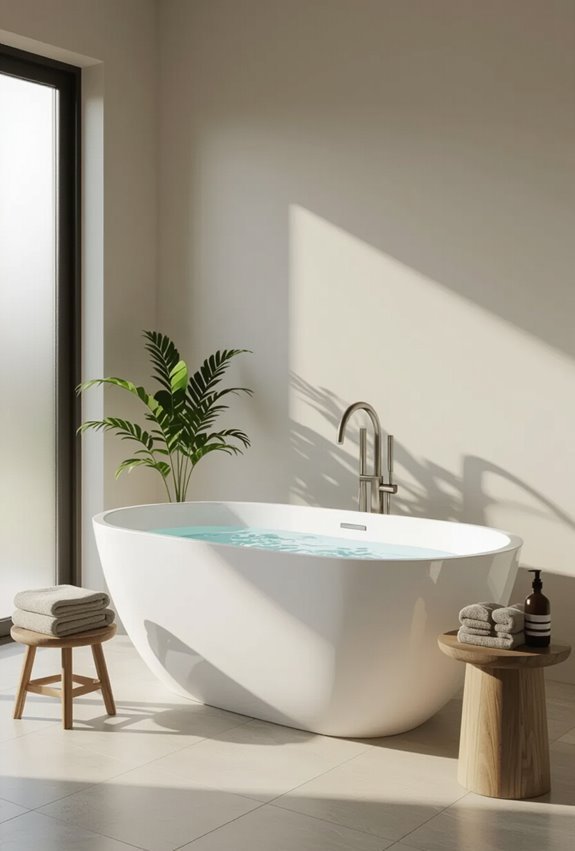freestanding faucet enhanced bathtub setup