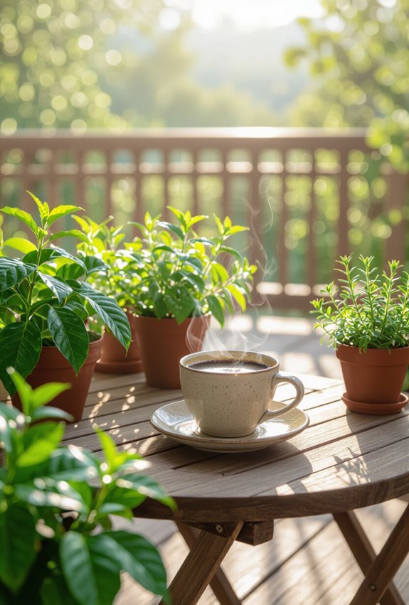 fresh aromatic coffee herb garden