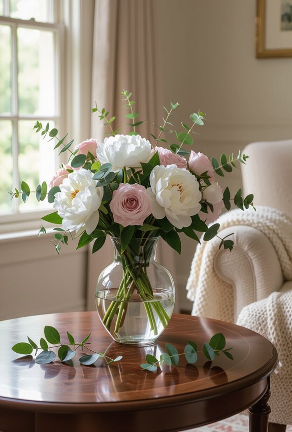 fresh blooms and greenery