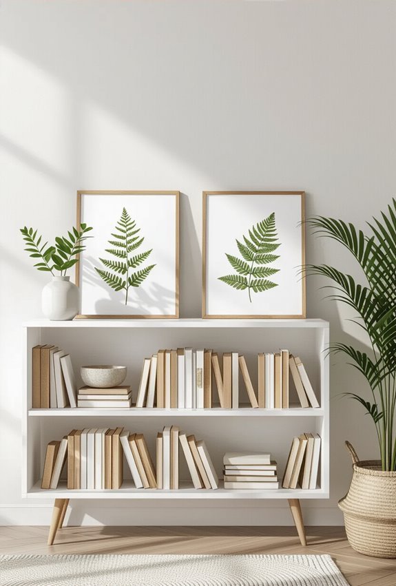 fresh botanical prints for bookshelves