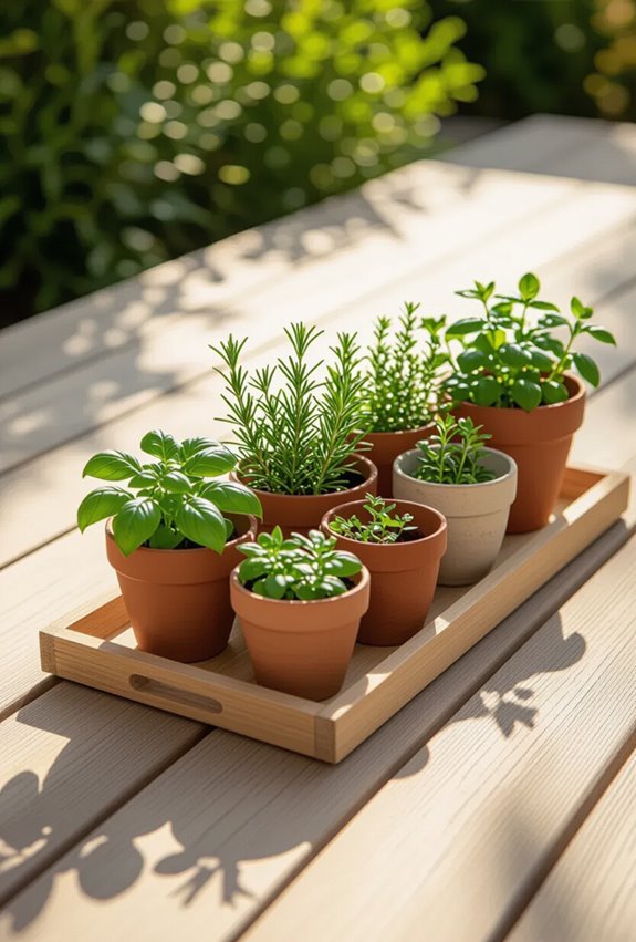 fresh herbs for tea and cooking