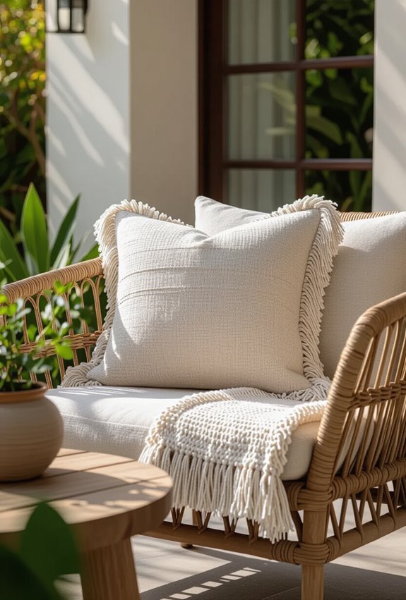 fringed outdoor pillows elevate texture