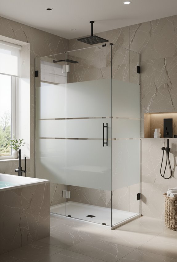 frosted band frameless glass privacy