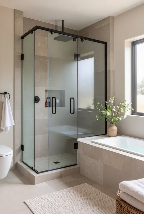 frosted glass with tinted hardware