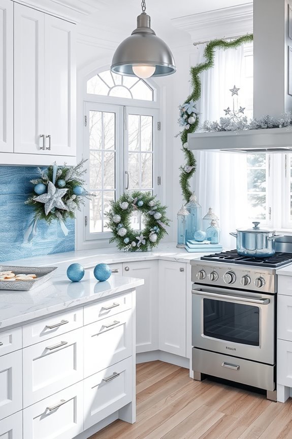 frosty blue winter decor