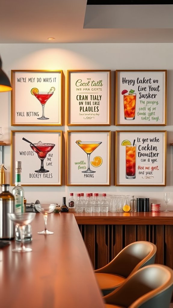 fun cocktail quote decor