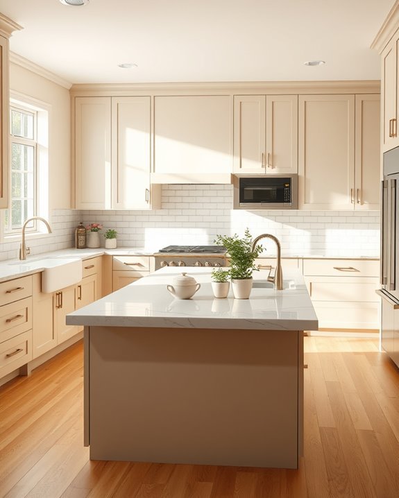 functional beige workspace design