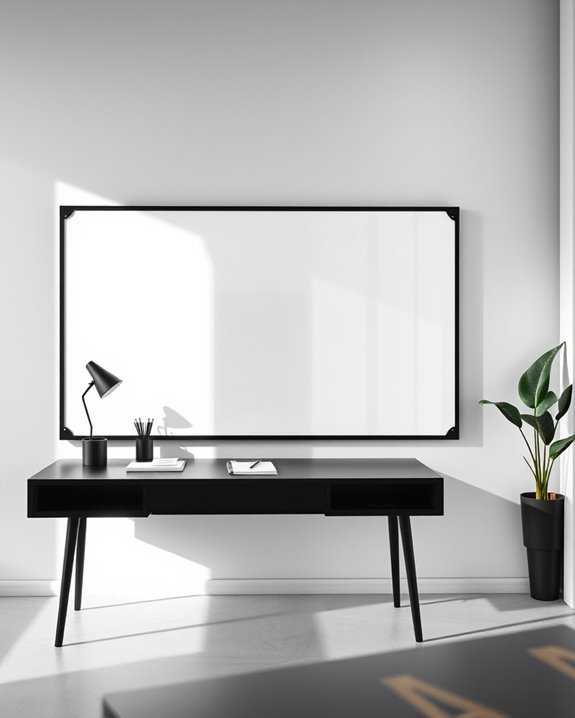 functional black framed whiteboard