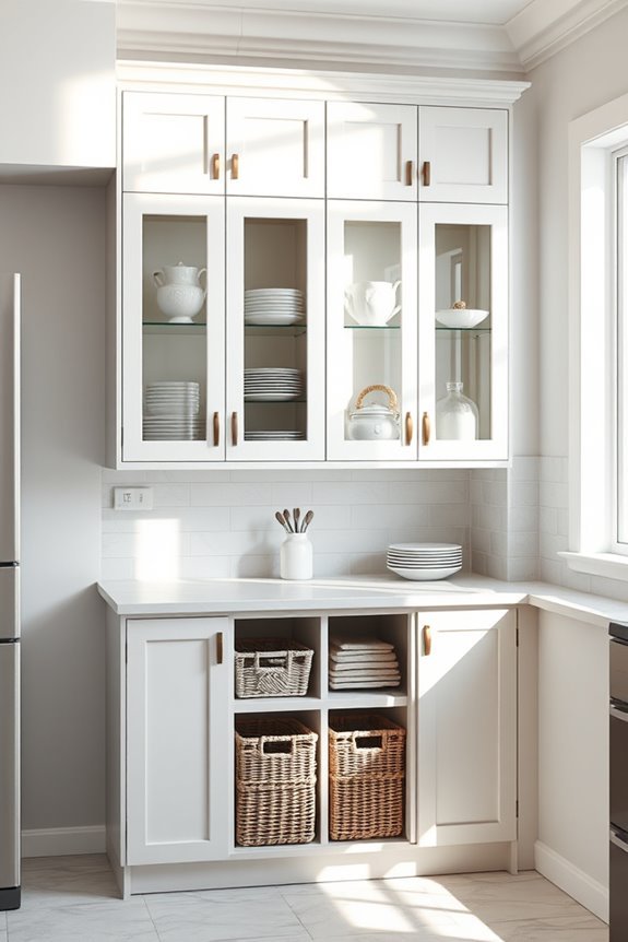 functional open bottom cabinets