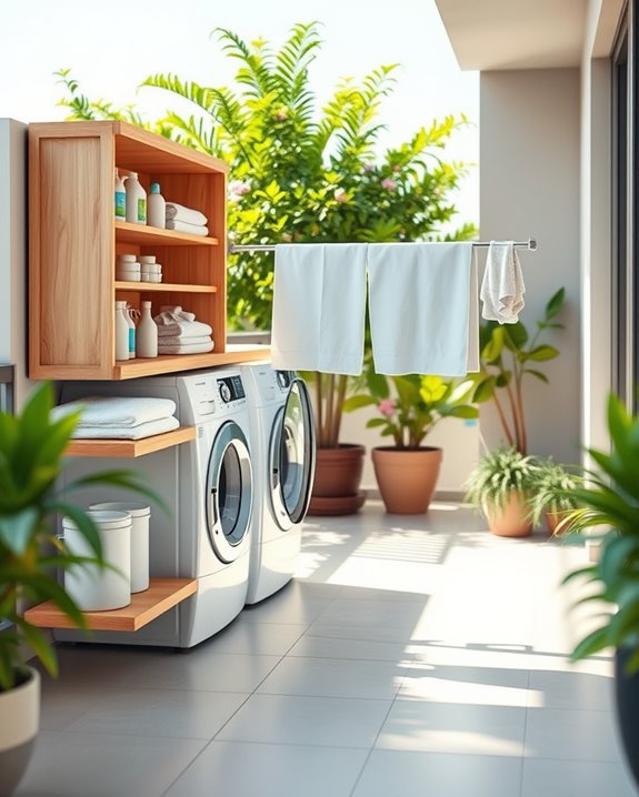 functional outdoor laundry shelves