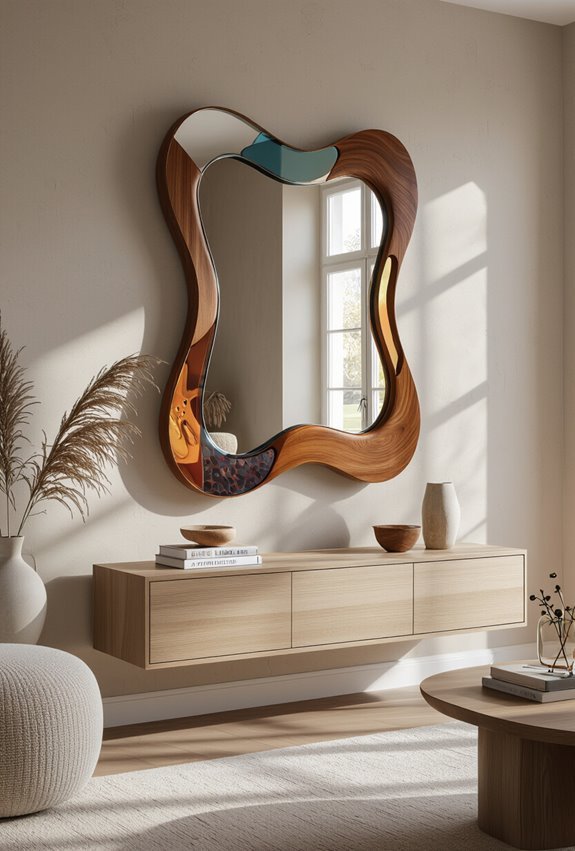 funky framed mirrors enhance depth