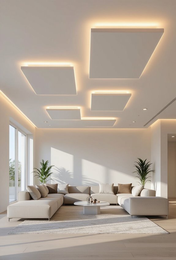 futuristic floating holographic ceiling