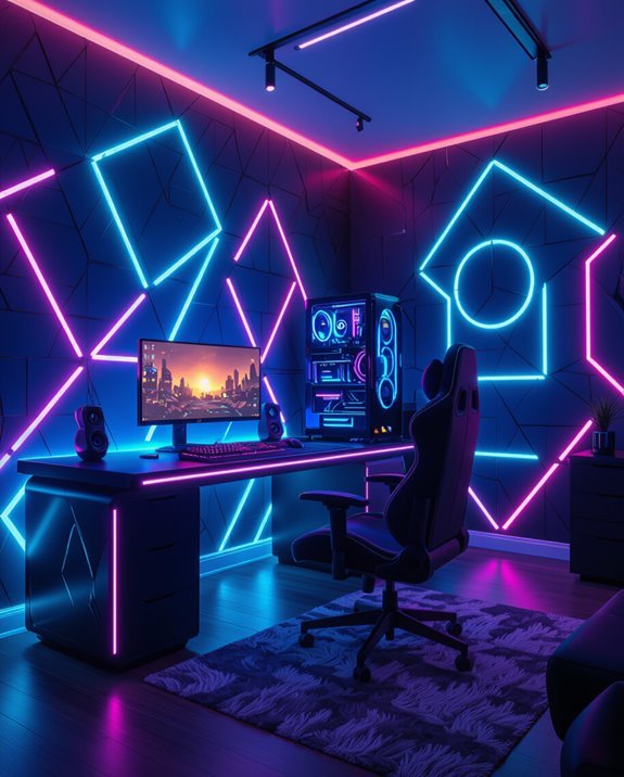 futuristic neon gaming ambiance