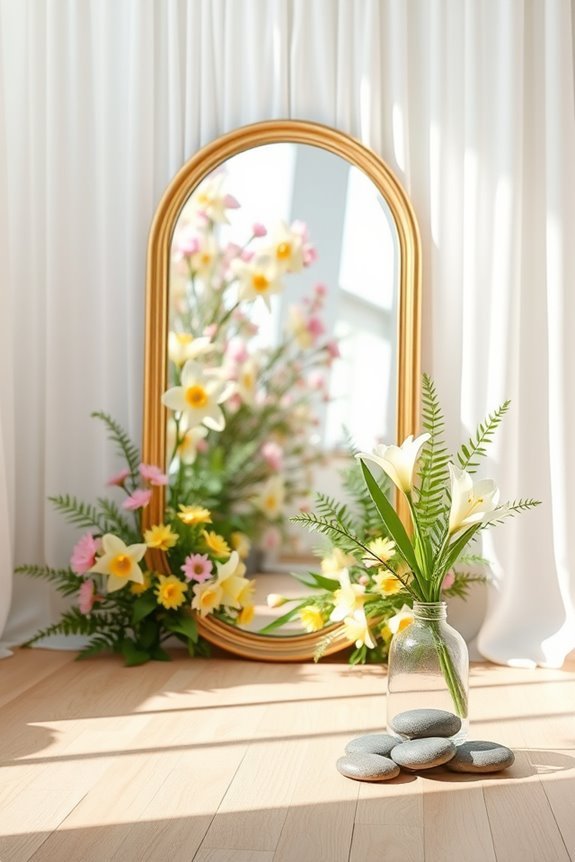 garden inspired mirror decor