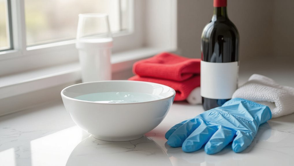 gather cleaning supplies carefully