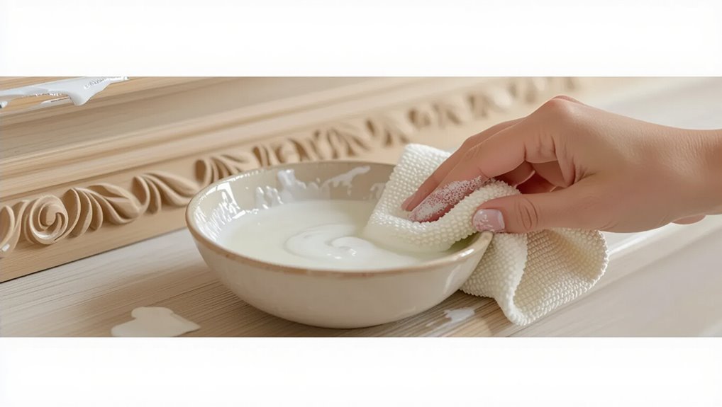 gently blot with soapy water
