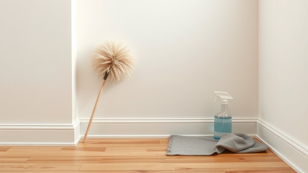 gently remove dust webs