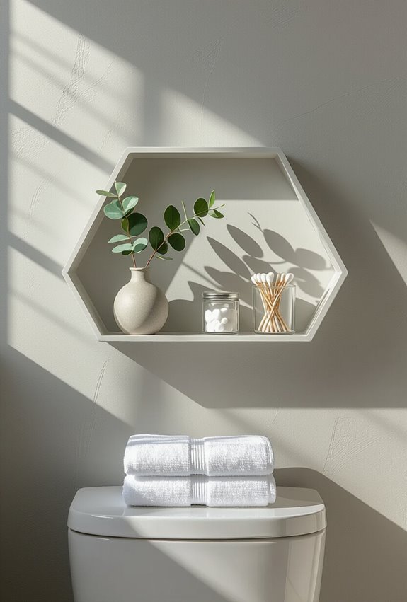 geometric angled hexagonal shelves