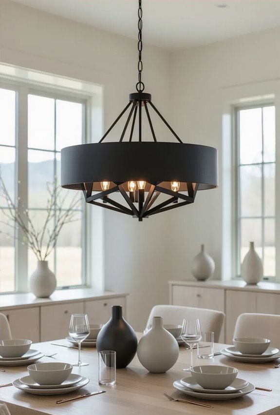 geometric black modern chandelier