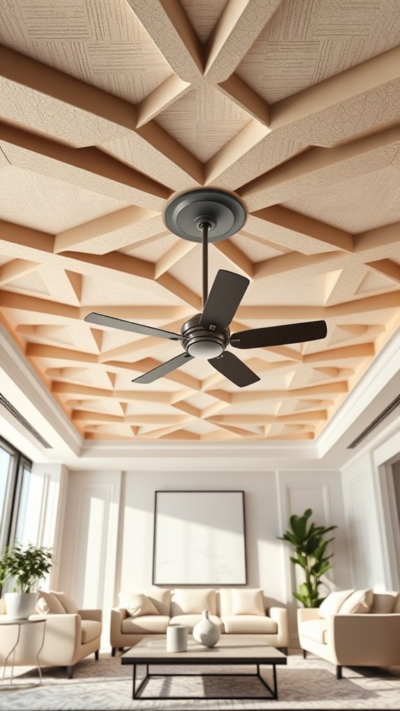 geometric ceiling with fan