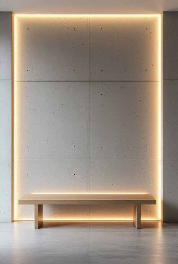 geometric concrete walls illuminated