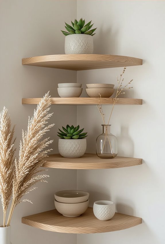 geometric corner display shelves