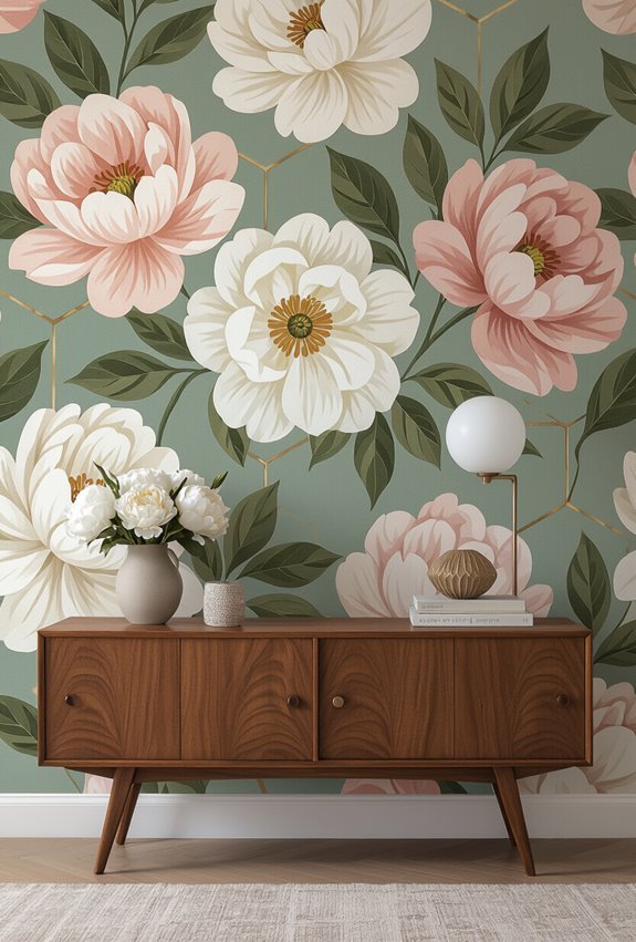 geometric floral pattern wallpaper