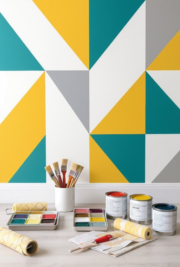 geometric ombre accent wall