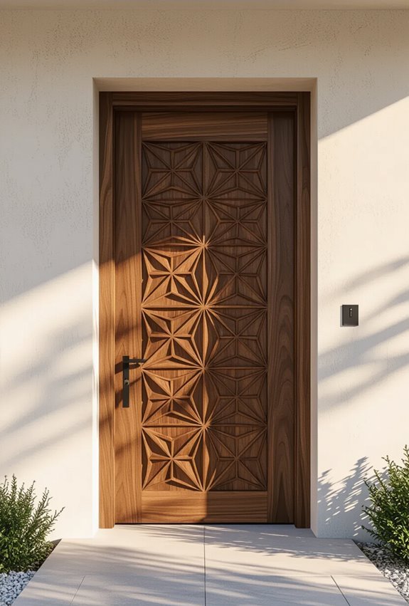 geometric patterned contemporary wooden doors