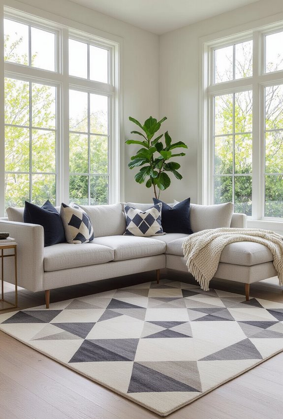 geometric rugs and pillows