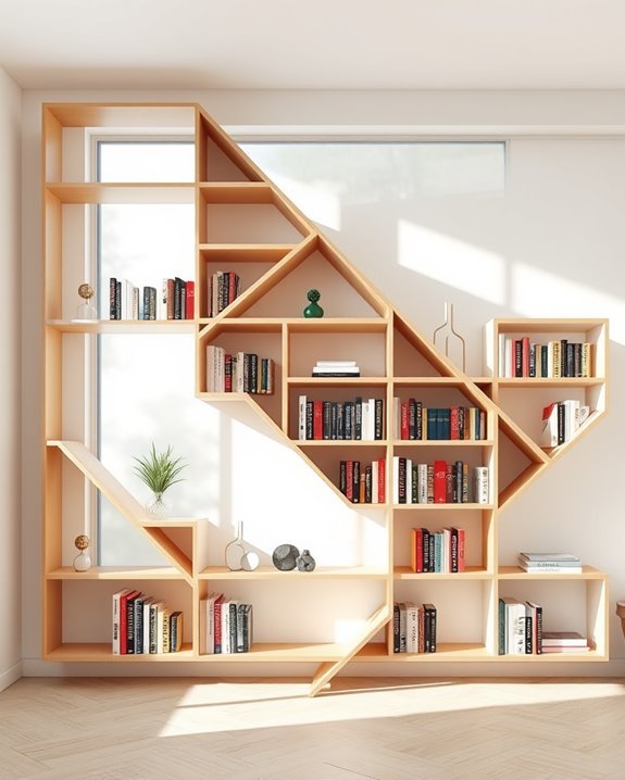 geometric shelving enhances decor