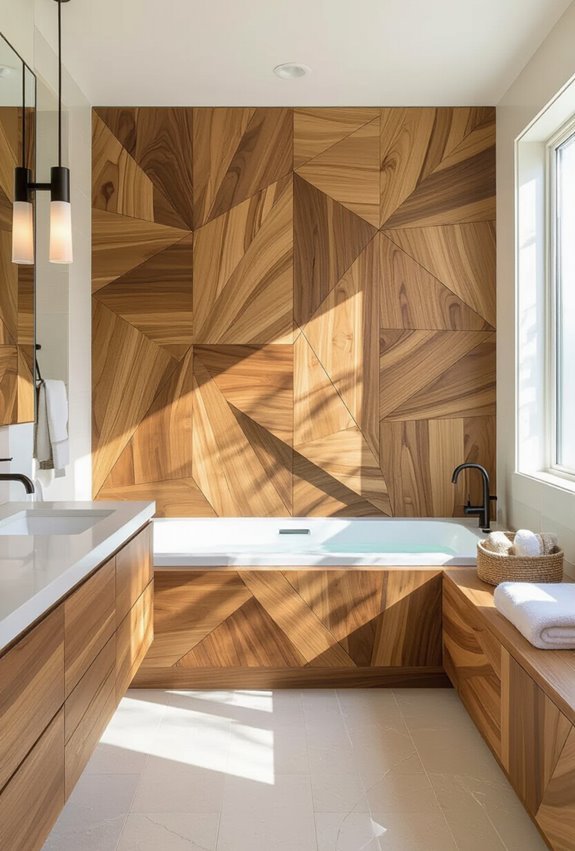 geometric wood bathroom makeover