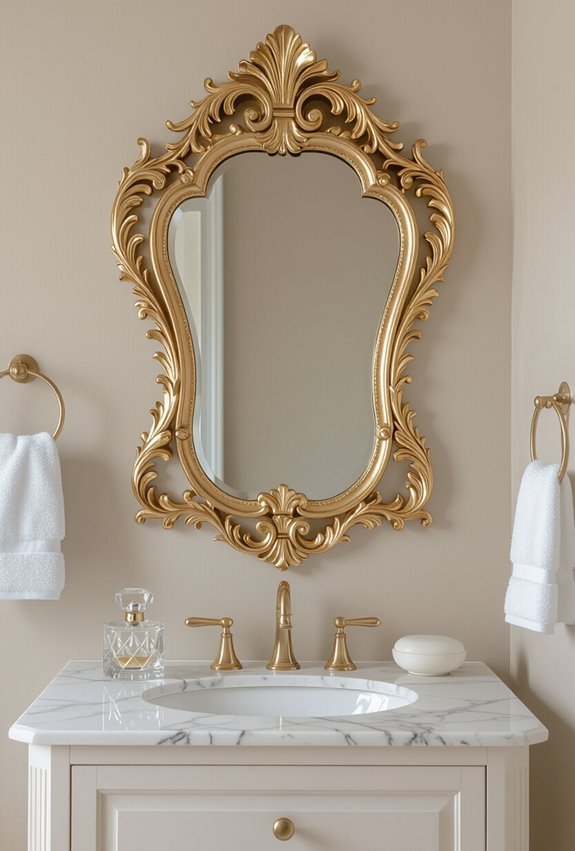 gilded oval baroque mirror