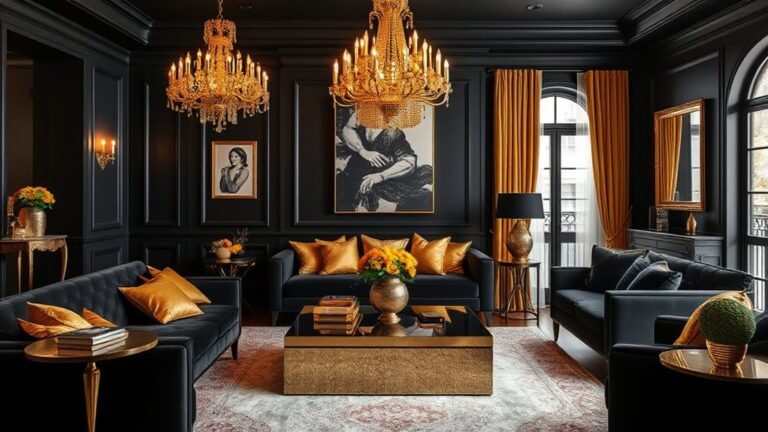 glamorous black and gold interiors
