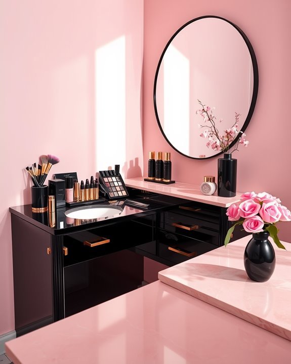 glamorous black and pink