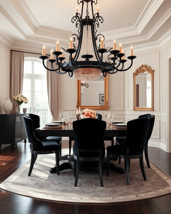 glamorous black rose gold chandeliers