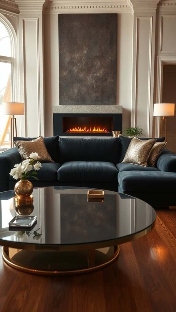 glamorous dark couch decor