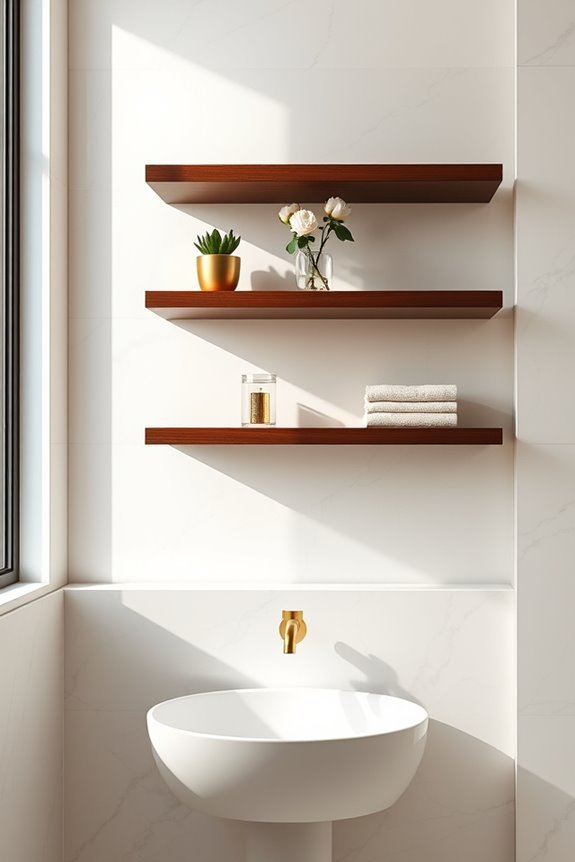 glamorous gold floating shelves