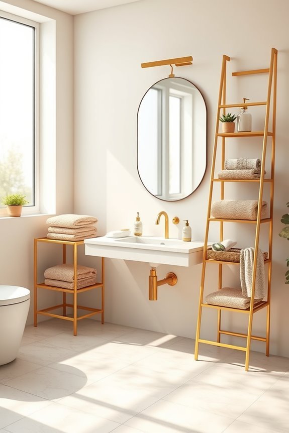 glamorous gold ladder shelves