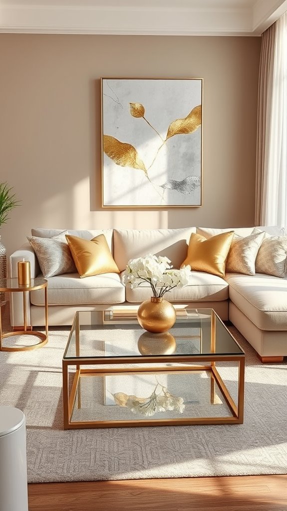 glamorous metallic living accents