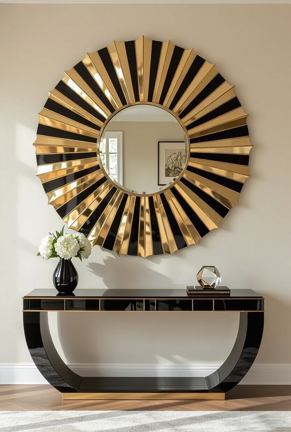glamorous sunburst mirrors showcase