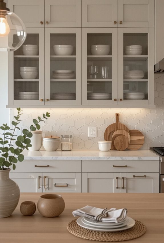 glass and mesh cabinets