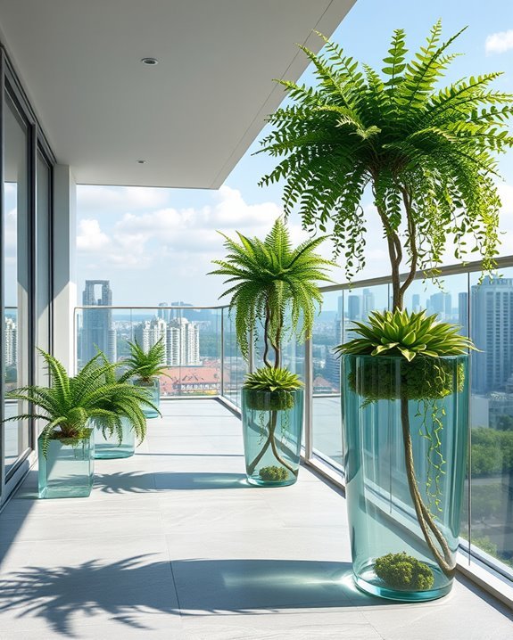 glass planters enhance balconies