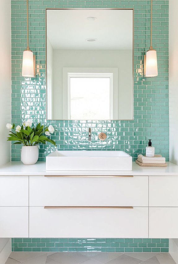 glass tile reflective backsplash