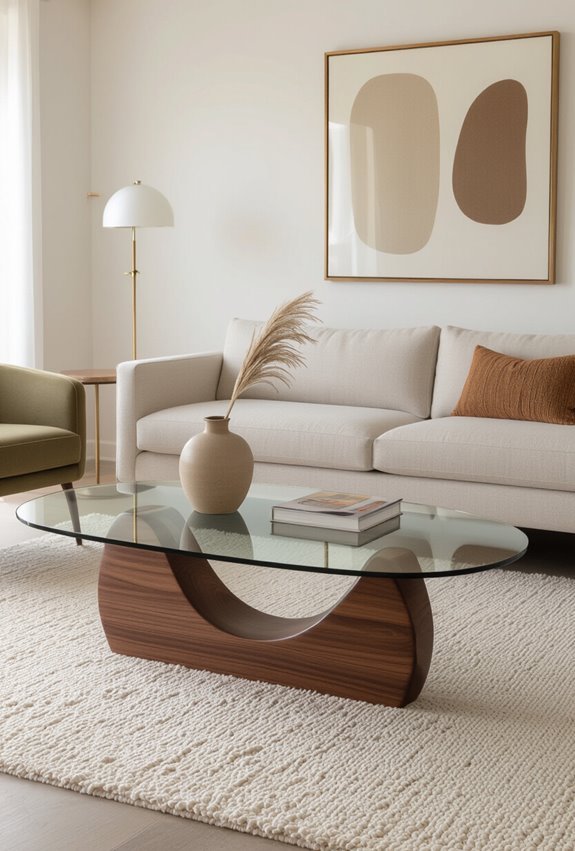 glass top walnut base