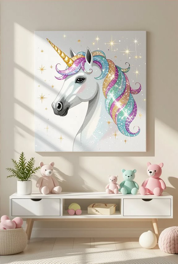 glittering sunlight unicorn canvas