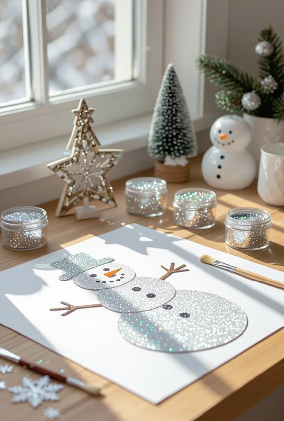 glittery adhesive snowman decorations