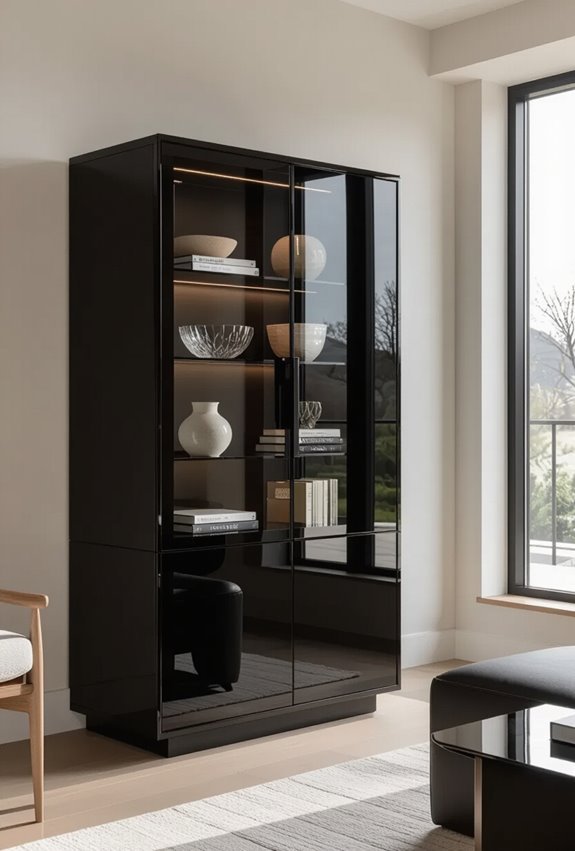 glossy black lacquer cabinets care