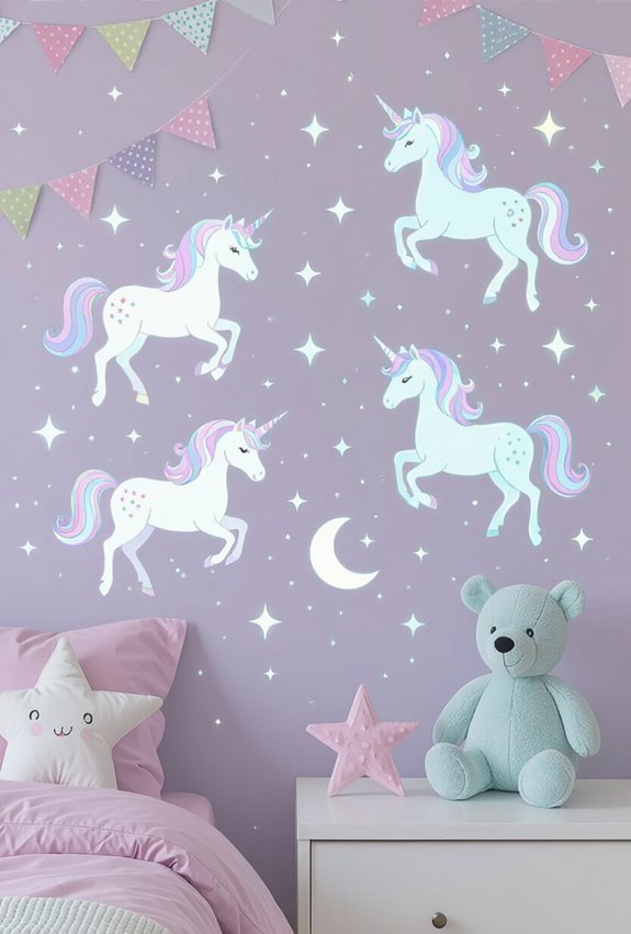 glow in dark unicorn stickers