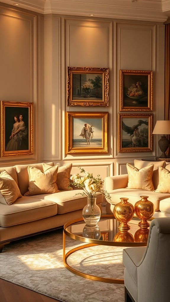 gold accented artwork frames